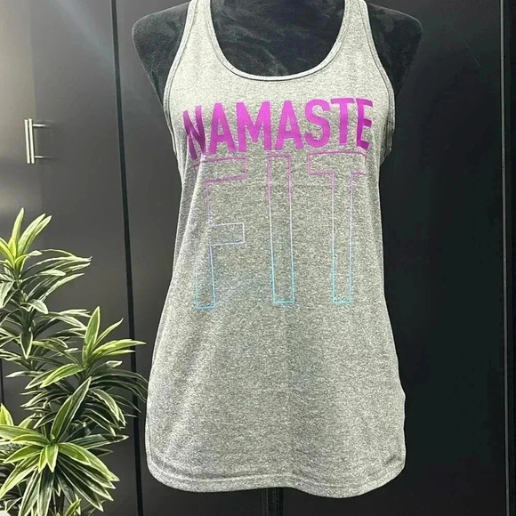 Nike Dri-Fit Namaste Fit racerback athletic tank top, heather gray - Picture 1 of 9